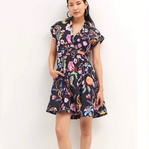 Maeve Floral Mini Dress - Black and Multicolor